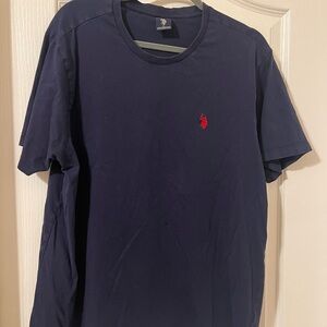 U.S. Polo Assn. Navy Short-Sleeve Crewneck with Red Pony Logo